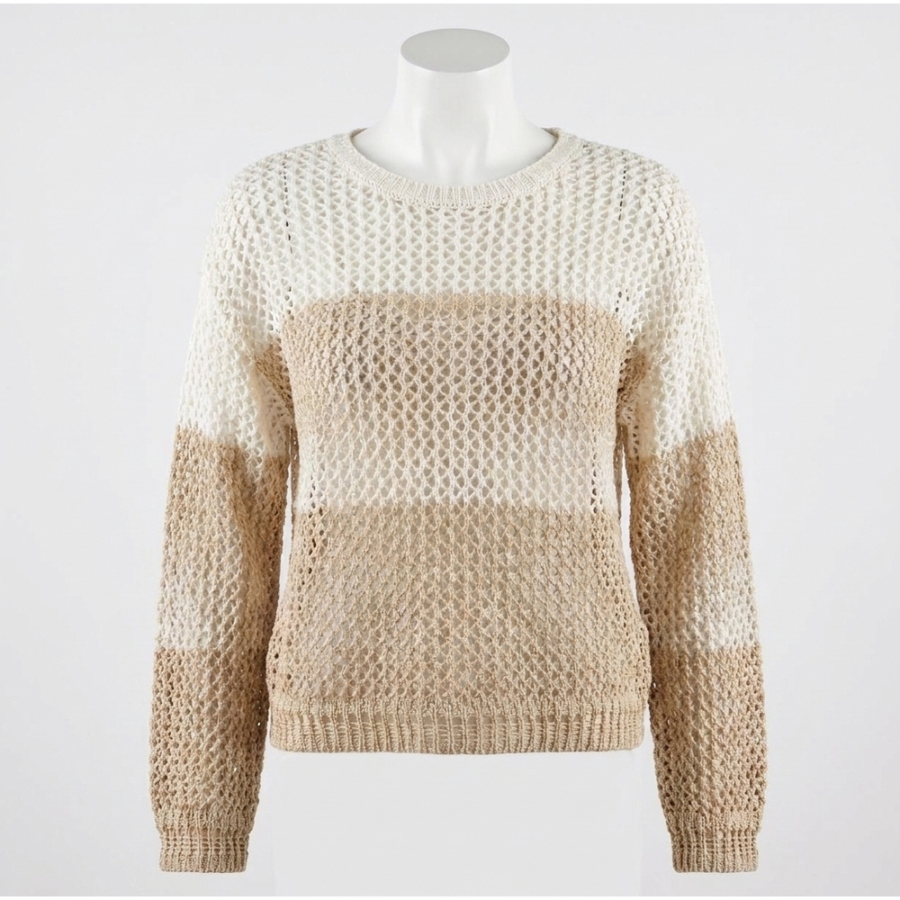 NEW BELLA DAHL relaxed drop shoulder sweater in khaki color block - Picture 1 of 4
